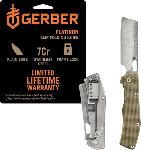 Miniatura 8 de Gerber Gear Flatiron Cuchillo de Bolsillo Plegable, Cuchillo Plegable de Acero Inoxidable EDC con Hoja de Cuchilla de 3.6" y Clip de Bolsillo, Negro