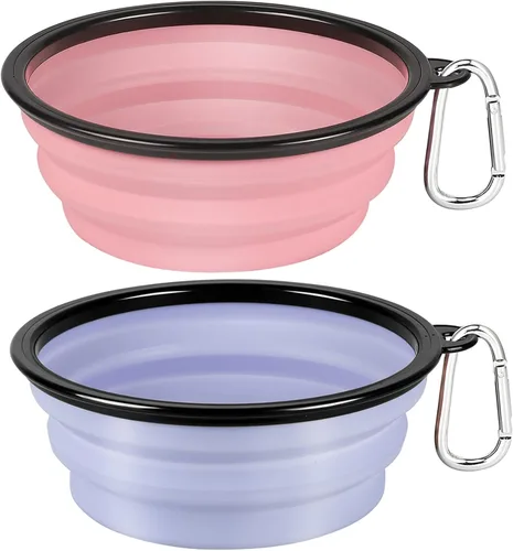 Miniatura 13 de Kytely Cuencos plegables para perros para viajes, paquete de 2 cuencos de agua portátiles para perros, cuenco plegable para comida para mascotas