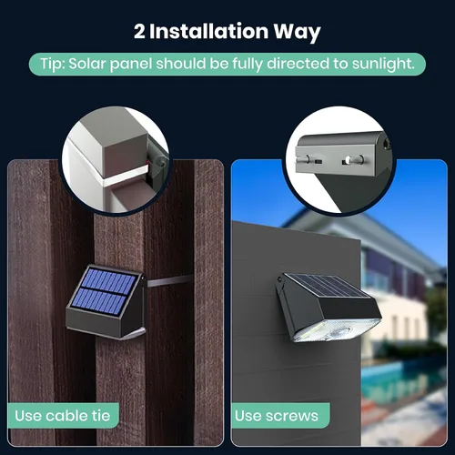 Miniatura 5 de Luz solar para valla de exterior, 4000K 3000K, luces de pared solares con sensor de movimiento, 1000 lm, luces solares pequeñas para valla