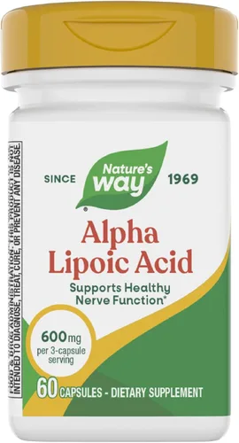 Nature's Way Ácido alfa lipoico, apoya la función nerviosa saludable*, 600 mg por porción, 60 cápsulas