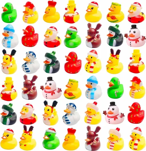 36 Piezas Patos de Goma de Navidad, Accesorios para Baby Showers Patitos Juguetes de Baño para Niños Regalos para Fiestas de Navidad, Intercambio de