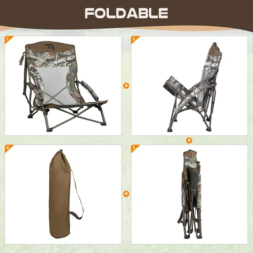 Miniatura 7 de TR Silla de Campamento Baja, Sillas de Césped Bajas para Conciertos Ligeras de Alta Resistencia, Silla Baja con Bolsa de Transporte para Acampar al