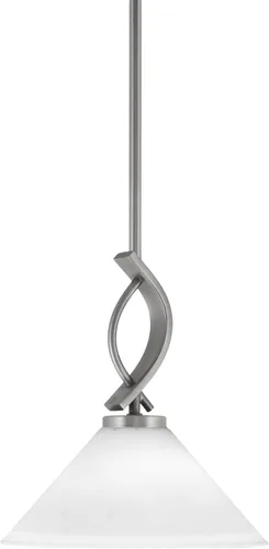 Miniatura 131 de Toltec Lighting Cavella Stem Colgado Mini colgante, acabado grafito, vidrio de muselina blanca de 4 pulgadas