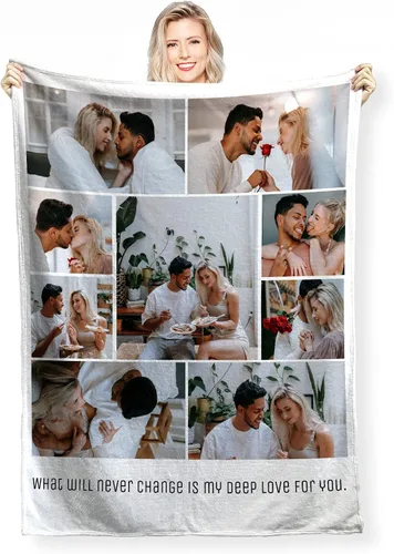 Miniatura 11 de Manta personalizada, manta personalizada, mantas de bebé para niñas y niños con collage de 1 a 9 fotos, cumpleaños para papá, mamá, niños, perros, 1