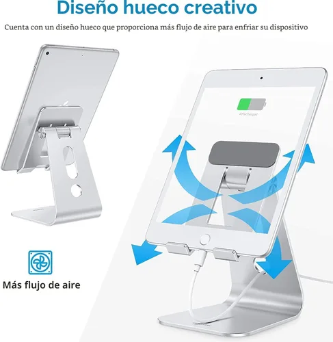 Miniatura 3 de OMOTON Soporte ajustable para tablet de escritorio, brazos más largos mejorados para una mayor estabilidad, soporte para tableta T2 con diseño hueco