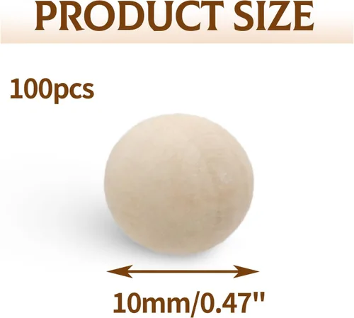 Miniatura 3 de Uenhoy 100 bolas redondas de madera de 1/2 pulgada (0.472 in), bolas de madera natural sin terminar, esferas de madera para manualidades y proyectos