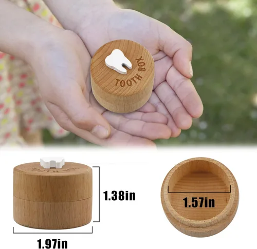 Miniatura 4 de free-space Caja de madera tallada en 3D, caja de almacenamiento de recuerdos de dientes caídos, regalo para niño o niña (2 cajas de dientes)