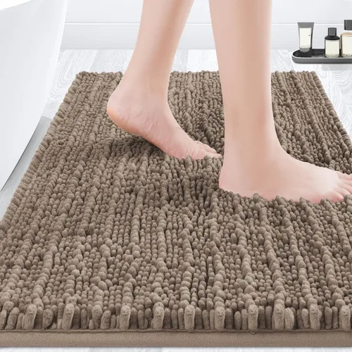 Miniatura 51 de ACCUMTEK - Juego de 2 alfombras de baño de lujo en color beige de 32"x20"+24"x17", alfombras de baño ultra suaves y gruesas absorbentes, alfombra