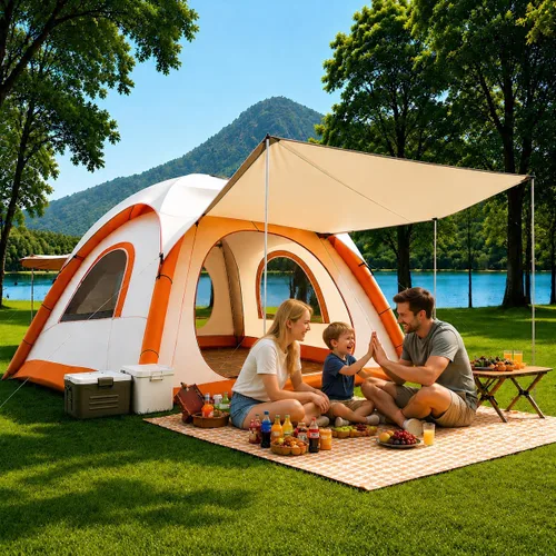 Miniatura 9 de Automatic Inflatable Tent with Air Pump, 2/4/6 Person Family Tents for Camping with 2-3 Min Set Up, Windproof Waterproof Tents with Mosquito Screen