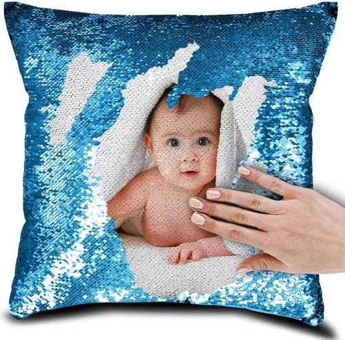 Miniatura 8 de Funda de almohada mágica reversible personalizada, diseño de fotos de lentejuelas, impresión de un solo lado, funda de almohada para fotos