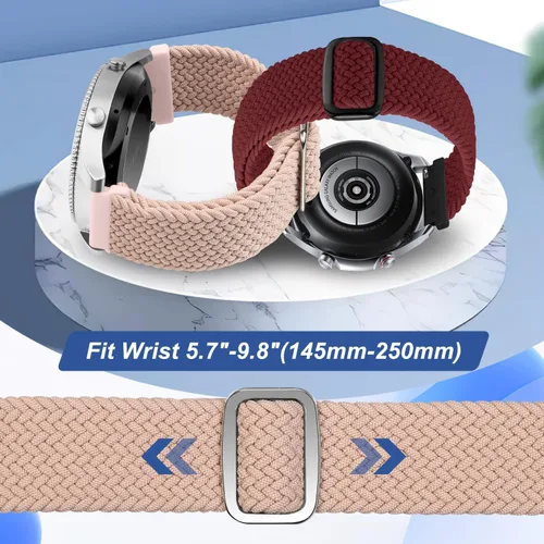Miniatura 4 de 2 Pack 22mm Quick Release Braided Bands Compatible with Garmin Vivoactive 4 45mm, Forerunner 570 47mm/255/265, Adjustable Band for Amazfit Bip 6/5