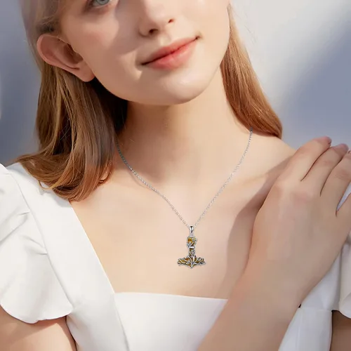 Miniatura 2 de Thor Hammer Necklace 925 Sterling Silver Mjolnir Tree of Life Pendant Necklace Viking Vegvisir Jewelry for Women wife Mom