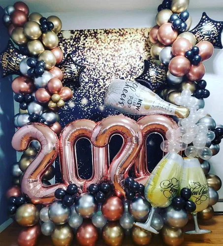 Miniatura 6 de Globos negros de 5 pulgadas, 100 globos de feliz cumpleaños, graduación, Halloween, Año Nuevo, decoración de fiesta temática de fiesta