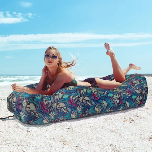 Miniatura 6 de Tumbona inflable para adultos, sofá inflable ultraligero portátil, tumbona de playa inflable para camping, senderismo, festival, patio trasero, Azul