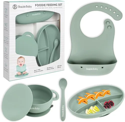Miniatura 9 de Bazzle Baby Foodie Feeding Set for babies - roll up bib suction plate, bowll