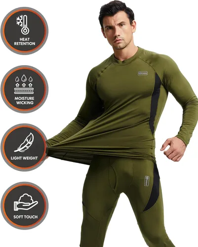 Miniatura 2 de CL convallaria Conjunto de ropa interior térmica para hombre con bragueta, capa base larga para invierno, equipo de caza, parte superior e inferior