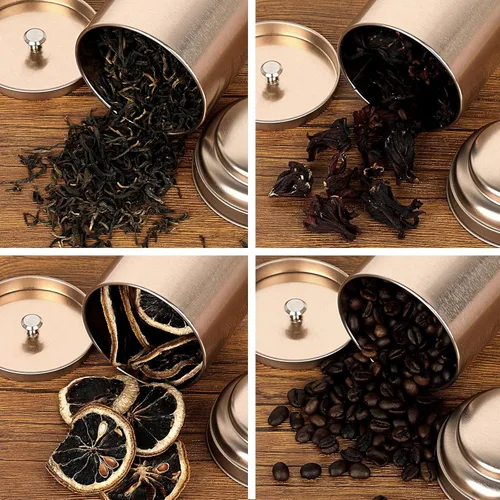 Miniatura 5 de JUXYES Paquete de 6 latas de té con tapas dobles herméticas, 8 onzas líquidas, almacenamiento de té de hojas sueltas herméticas para almacenamiento
