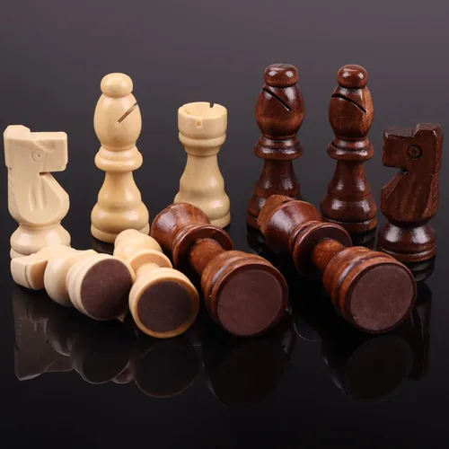 Miniatura 2 de ziphia Piezas de ajedrez de madera solamente, 32 piezas estándar de ajedrez de madera de Staunton Tournamen - 3.05 pulgadas King / bolsa