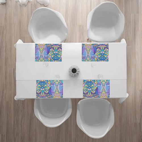 Miniatura 6 de Rectangular Placemats Set of 4, Heat Resistant Cat Printed Kitchen Dining Table Mats