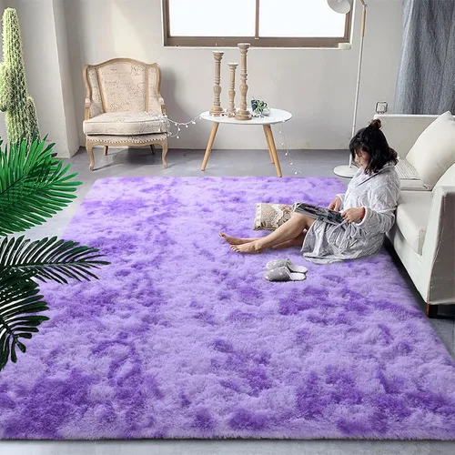 Miniatura 76 de DweIke Alfombras Shag Esponjosas Azules para Dormitorio Sala de Estar, 5x8 Grande Suave Felpa Tie-Dye Azul Cielo para Niñas y Niños, Alfombra Azul
