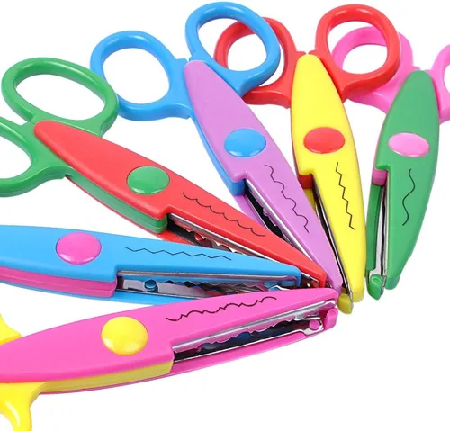 Set UCEC de tijeras multiusos y papel de colores surtidos para diseños decorativos en bricolaje (6 unidades) para estudiantes y profesores, Colorido