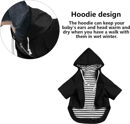 Miniatura 4 de Chaqueta impermeable para perros, impermeable, para razas pequeñas y medianas, cierre de cremallera, bolsillo de almacenamiento, agujero para arnés
