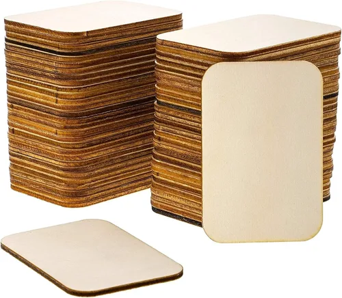 Miniatura 11 de Paquete de 60 cuadrados de madera de 2 x 2 para manualidades, recortes de madera sin terminar de 0.098 in con esquinas redondeadas