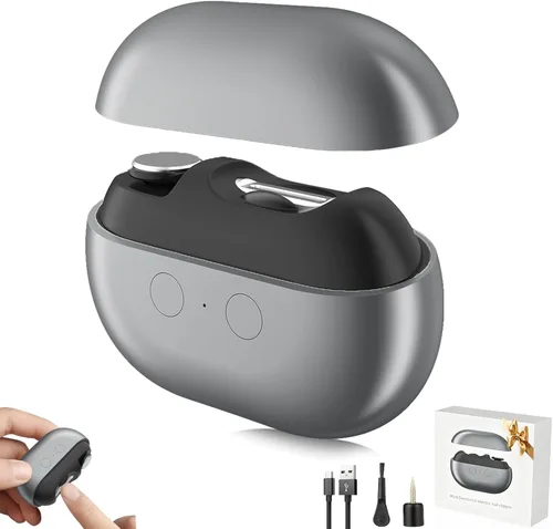 Cortaúñas eléctrico inteligente, 3 en 1, recortador de uñas automático, atrapador de polvo integrado, luz LED, cortaúñas eléctrico recargable para