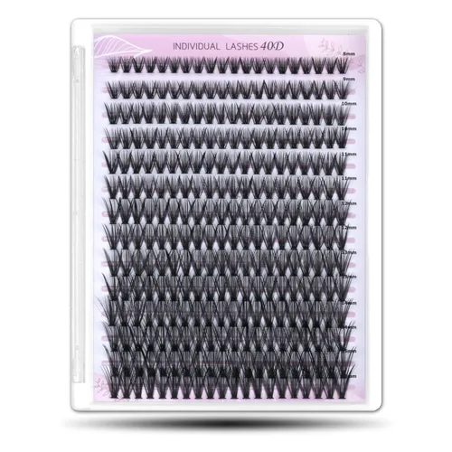 Pestañas individuales, racimos de pestañas, 280 unidades, extensiones de pestañas individuales 40D, naturales, suaves, ligeras, reutilizables,