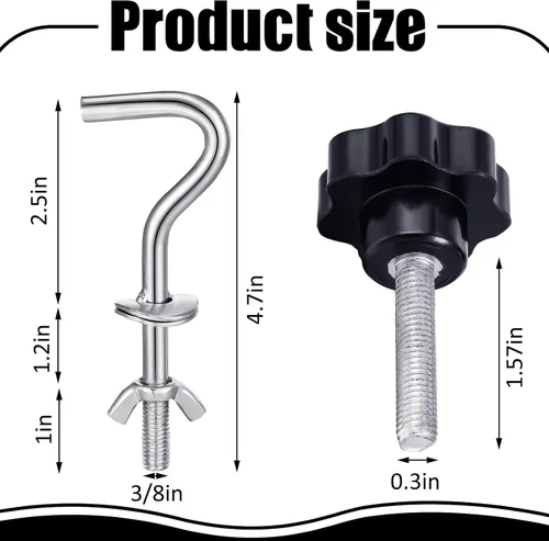 Miniatura 2 de Therwen Kit de 8 piezas de accesorios para hamaca de alta resistencia, gancho de rosca de repuesto, perilla de mano para columpio, patio, base