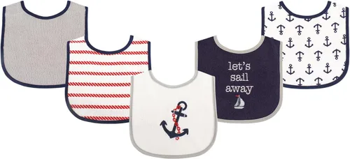 Miniatura 10 de Luvable Friends Baby Cotton Terry Drooler Bibs with PEVA Back, Transportation, One