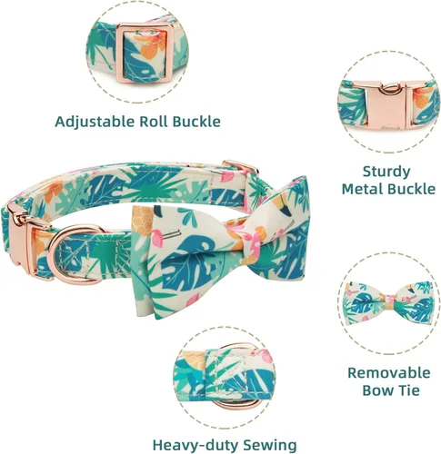 Miniatura 3 de Collar ajustable con moño para perro con patrones bonitos estampados para primavera y verano, collares suaves para mascotas para perros pequeños