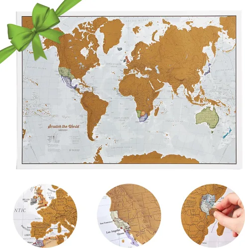 Miniatura 16 de Scratch The World ® Mapa de viaje - Póster de mapa del mundo enmarcable para rascar - Extra grande 23 x 33 pulgadas - Maps International - 50 años