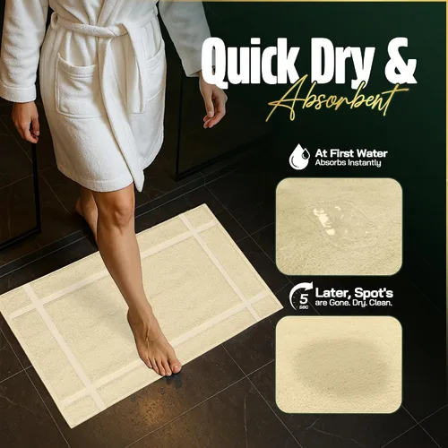 Miniatura 4 de Pearl Linens Paquete de 6 alfombrillas de baño 100% algodón de 20x30 pulgadas, suaves y absorbentes de secado rápido, juego de alfombrillas de baño