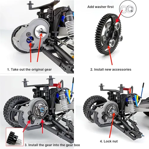 Miniatura 3 de Juego de engranajes de piñón y estímulo de acero para coche RC, 48P 90T engranaje espolón con engranaje de piñón 19T 20T 21T para Slash 2WD 1/10 RC