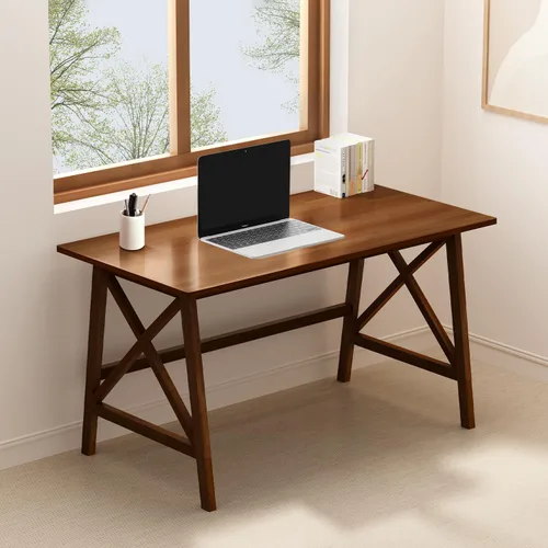 NELYE Escritorio moderno de madera maciza, mesa de computadora simple de 48 pulgadas para oficina en casa, estudio, escritura, estación de trabajo