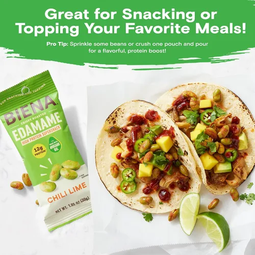 Miniatura 6 de Biena Edamame Beans Snacks ricos en proteínas, aperitivos saludables de oficina para adultos y niños, 0.53 onzas de proteína, 130 bajas en calorías