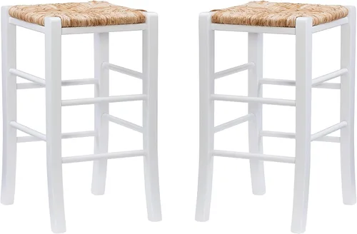 Miniatura 19 de Linon Asiento de hierba marina tejida natural, juego de 2 taburetes Augustus sin espalda, altura de barra
