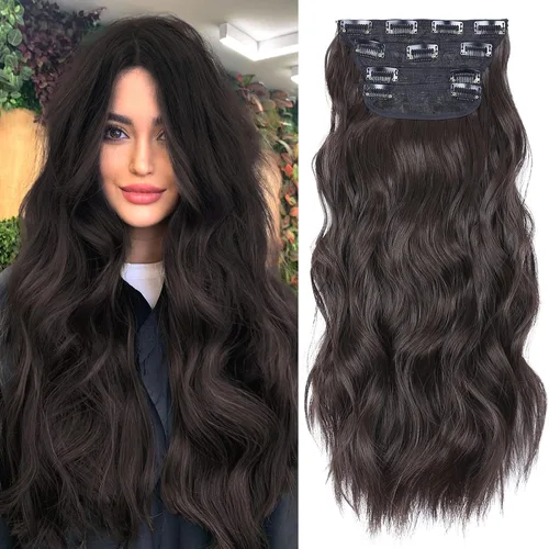 Miniatura 11 de 4 extensiones de cabello sintético suave y natural para mujer, rubio miel, mezcla de castaño castaño, extensiones para mujer