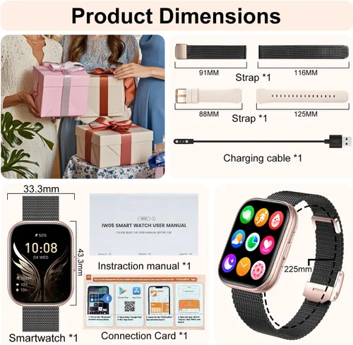 Miniatura 9 de Relojes inteligentes para mujeres y hombres, reloj inteligente con pantalla HD de 1.75 pulgadas, contestar/hacer llamadas para Android iOS
