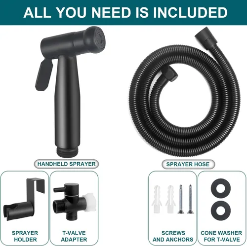 Miniatura 6 de Pulverizador de bidé de mano de lujo, juego de accesorios de bidé de baño de acero inoxidable SUS304, rociador de pañales de tela para bebé