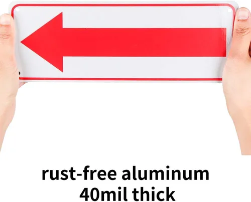 Miniatura 3 de Paquete de 4 letreros de flecha, para uso en interiores o exteriores, 10 x 3.5 pulgadas, letrero reflectante de aluminio libre de óxido, protección