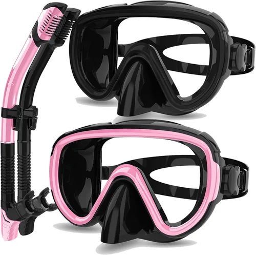 Miniatura 18 de Juego de 2 máscaras de esnórquel seco para adultos, máscara de buceo, gafas de natación, máscara de buceo, cubierta de nariz, buceo gratis