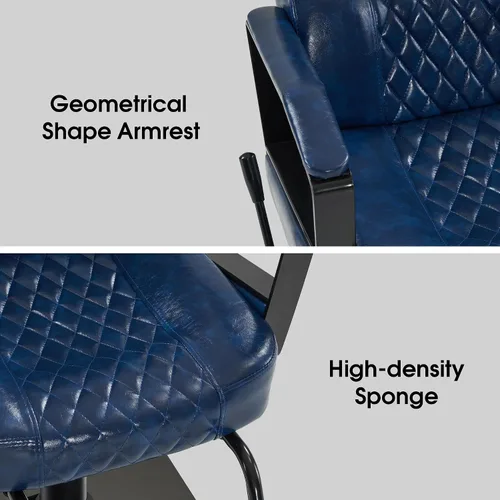 Miniatura 7 de BarberPub Silla clásica de peluquería, bomba hidráulica de 440 libras, silla reclinable manual para estilista, hogar y salón de belleza, barbería
