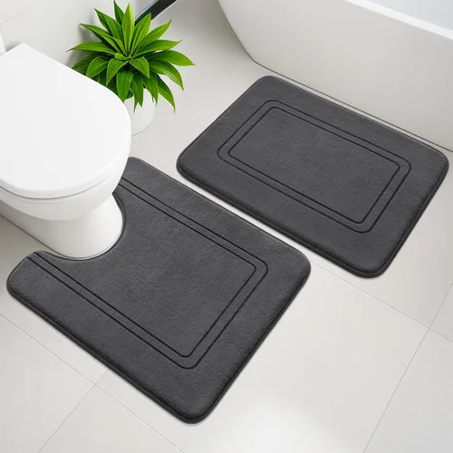 Miniatura 21 de YIHOUSE Juego de alfombras de baño de espuma viscoelástica, juego de 2 piezas, tapetes de baño antideslizantes para baño, juego de alfombras de baño