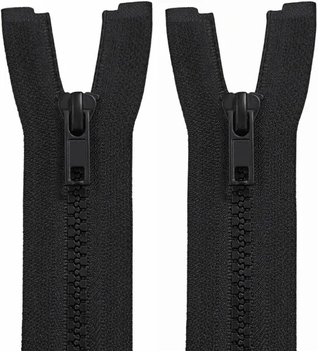 MebuZip 2 cremalleras separadoras #5 de 9 pulgadas de plástico moldeado de resina, cremalleras a granel para coser abrigos, chaquetas y ropa (negro)