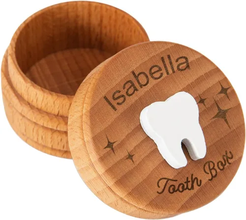 Miniatura 8 de Caja de madera de hadas de dientes caídos, caja de almacenamiento de recuerdos para niños y niñas, lindo soporte para dientes perdidos (1 pieza)