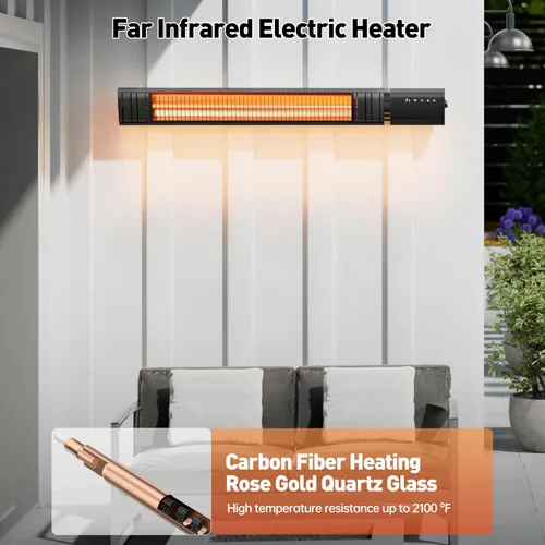 Miniatura 5 de Calentador eléctrico de techo para exteriores, control Wifi, para colgar en la pared, patio colgante de 1500 W, infrarrojo, 9 niveles de calor