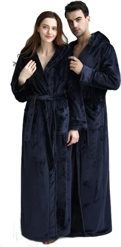 Miniatura 7 de Bata de baño larga con capucha para mujer, de felpa, longitud completa, ropa para dormir de invierno