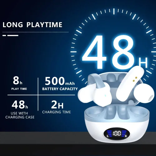 Miniatura 7 de IHAO Auriculares deportivos con clip Bluetooth 5.3 abierto, clip en la oreja nunca se cae, 8 horas de tiempo de reproducción con estuche de carga